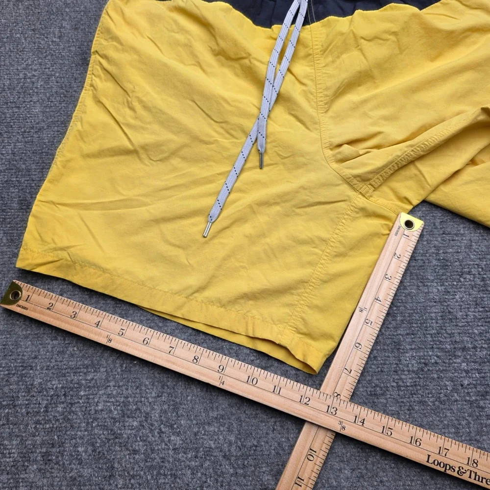 Nautica Swim Trunks‎ Men Large Yellow Blue Board Shorts Nylon Mesh Lined Color